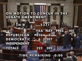 美众议院通过临时拨款法案